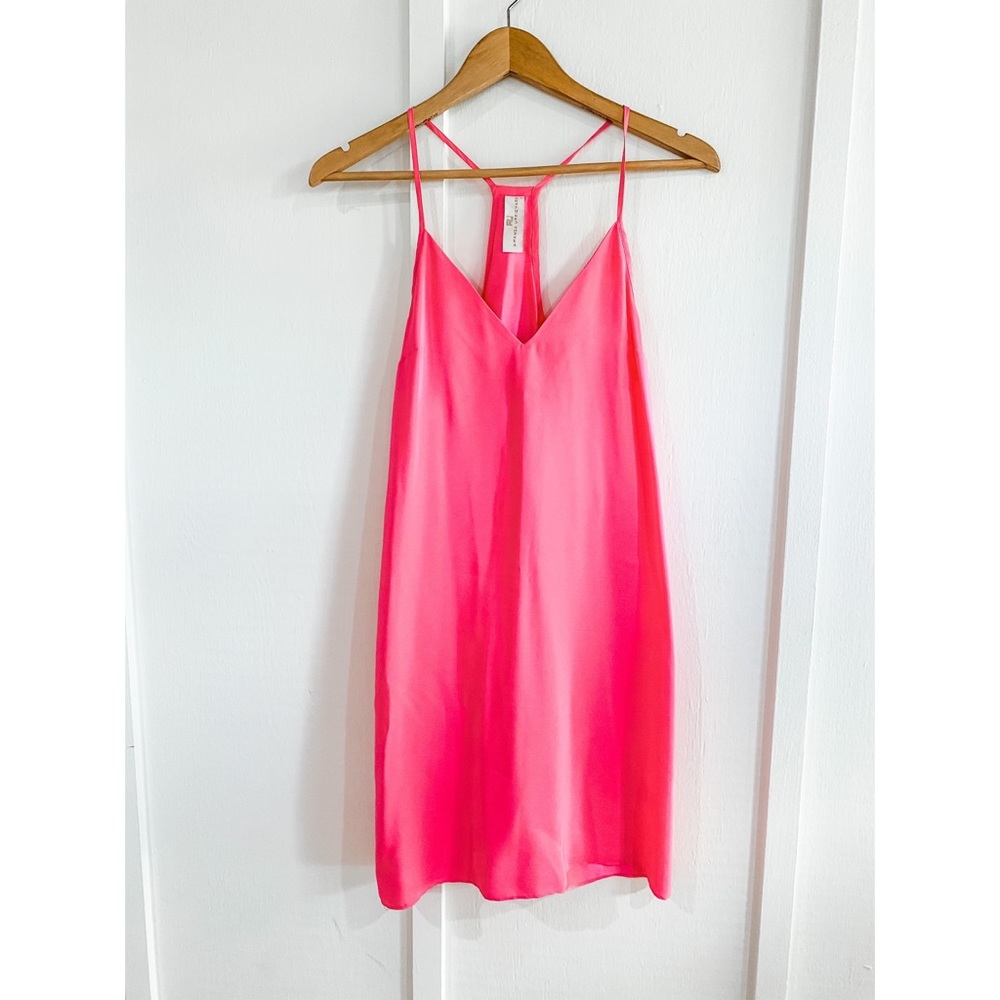 Hot pink silk slip dress Small
